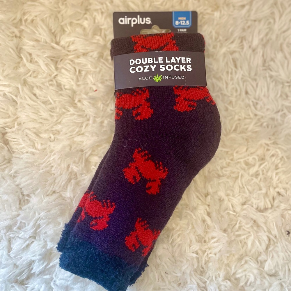 Airplus Mens Double Layer Cozy Socks Aloe Infused Warm‎ Comfy 8 12.5